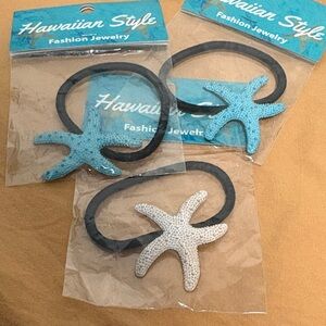 NIP Hawaiian Style Starfish Fashion Blue OR White Hair Tie or Bracelet